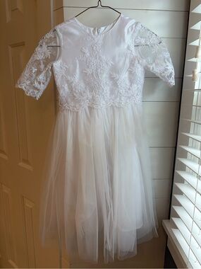 Isobella & Chloe White Lace Tulle Girls' Dress